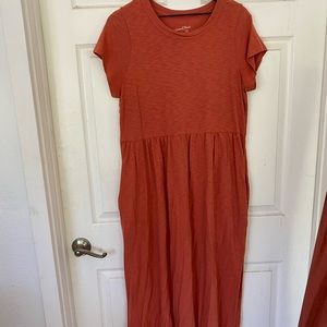Orange Midi T-shirt Dress